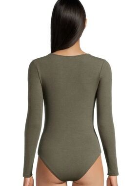 XL Nordstrom brand new Olive Green Ribbed Long Sleeve Bodysuit self esteem